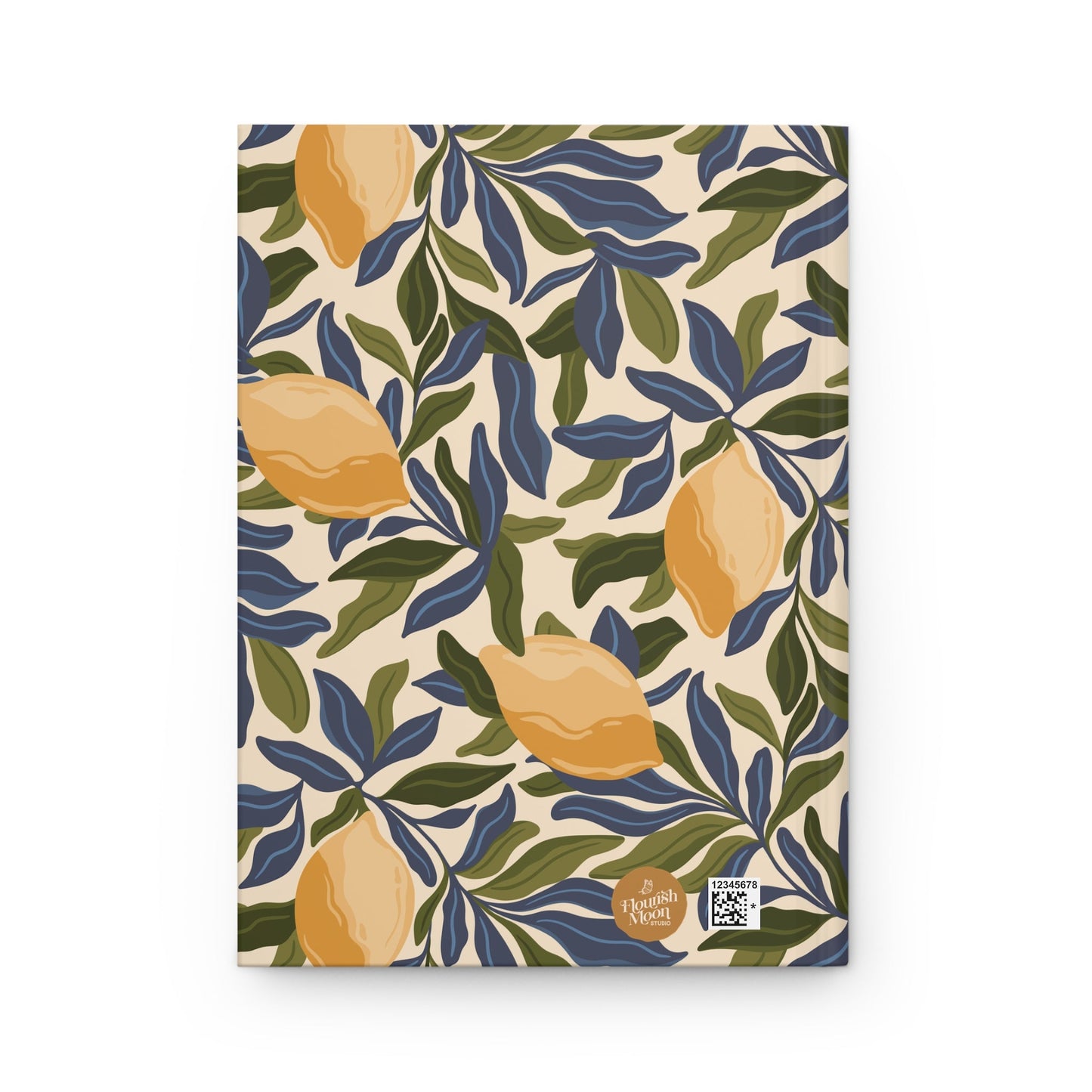 Mediterranean Lemon Branches Hardcover Journal with hand drawn artwork - Flourish Moon Studio