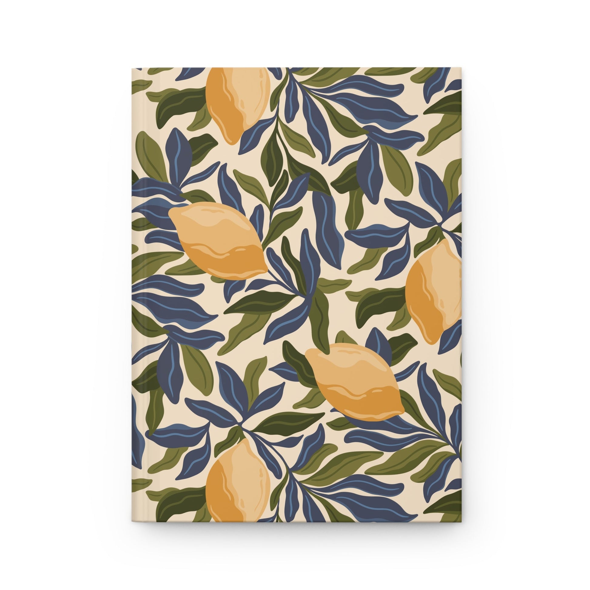Mediterranean Lemon Branches Hardcover Journal with hand drawn artwork - Flourish Moon Studio