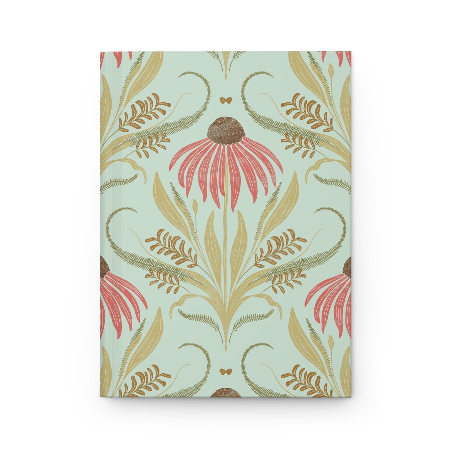 Mint Garden Glow Hardcover Journal with hand - drawn artwork - Flourish Moon Studio