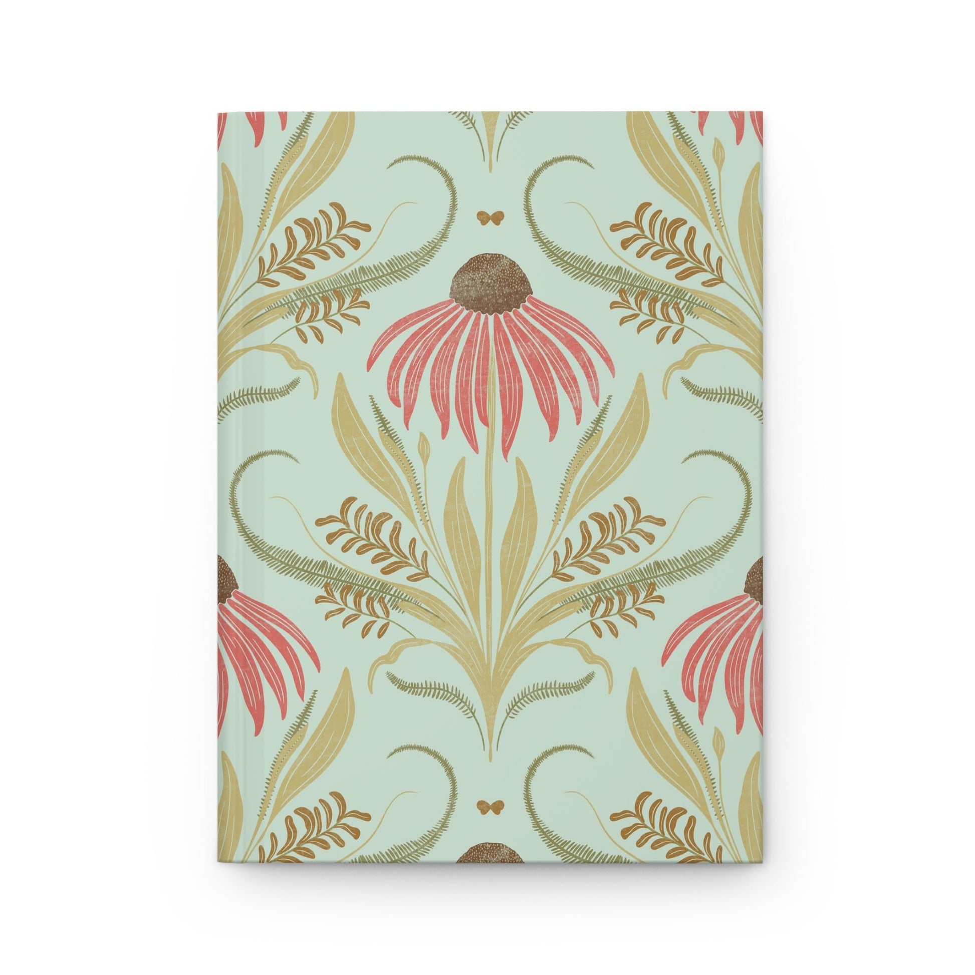 Mint Garden Glow Hardcover Journal with hand - drawn artwork - Flourish Moon Studio