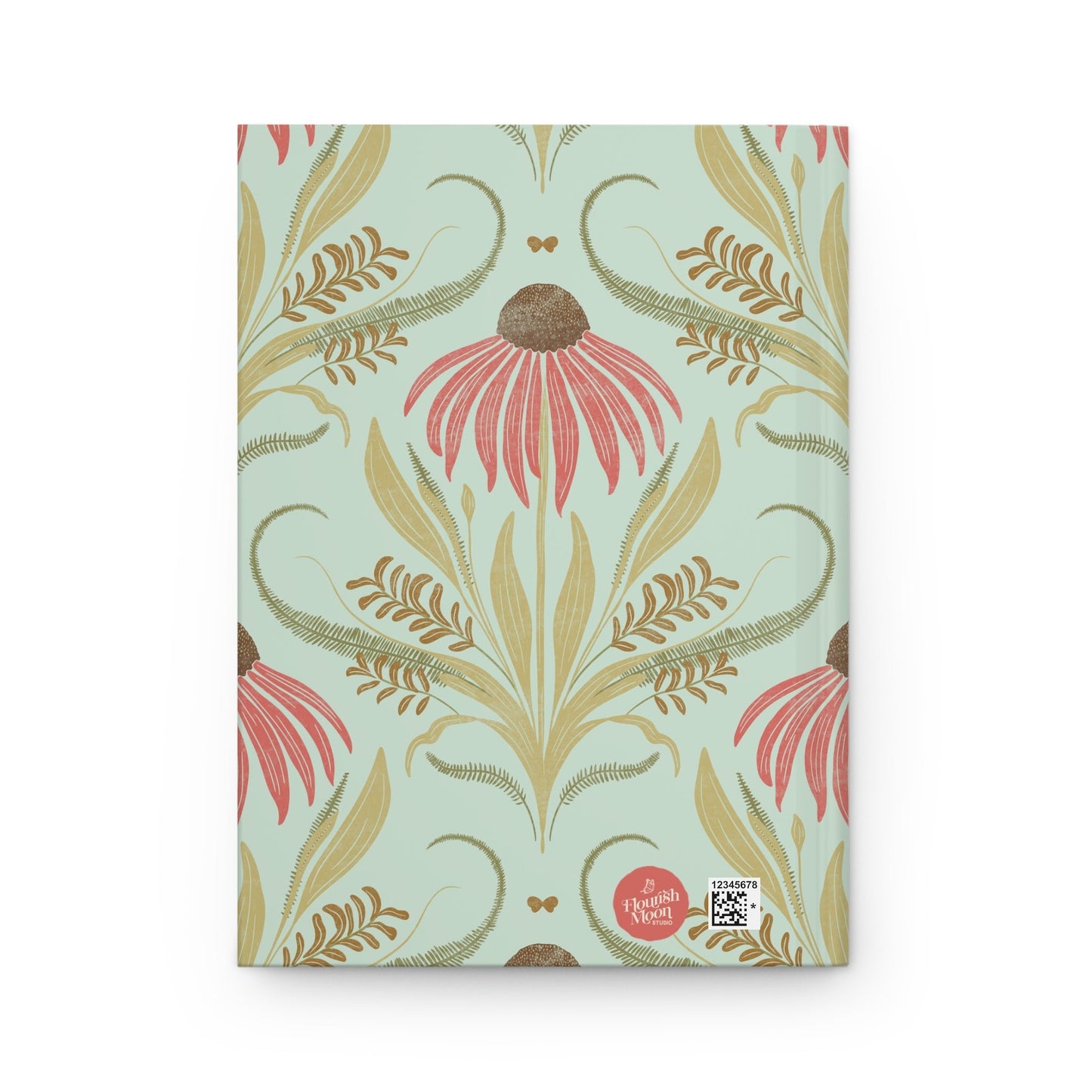 Mint Garden Glow Hardcover Journal with hand - drawn artwork - Flourish Moon Studio