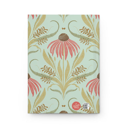 Mint Garden Glow Hardcover Journal with hand - drawn artwork - Flourish Moon Studio