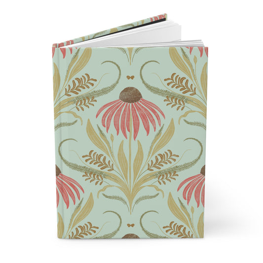 Mint Garden Glow Hardcover Journal with hand - drawn artwork - Flourish Moon Studio
