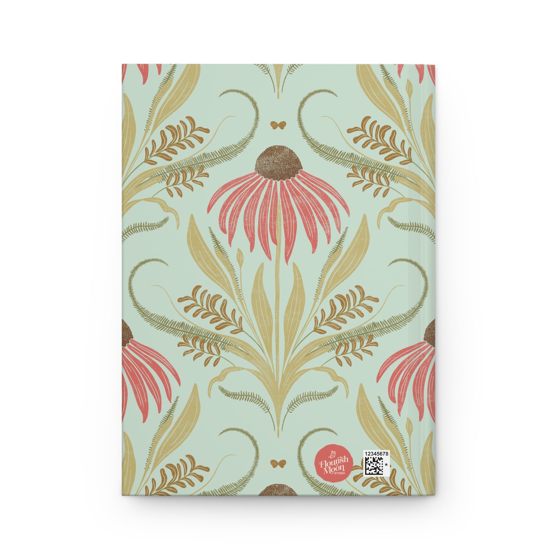 Notebook with floral design on a light blue background