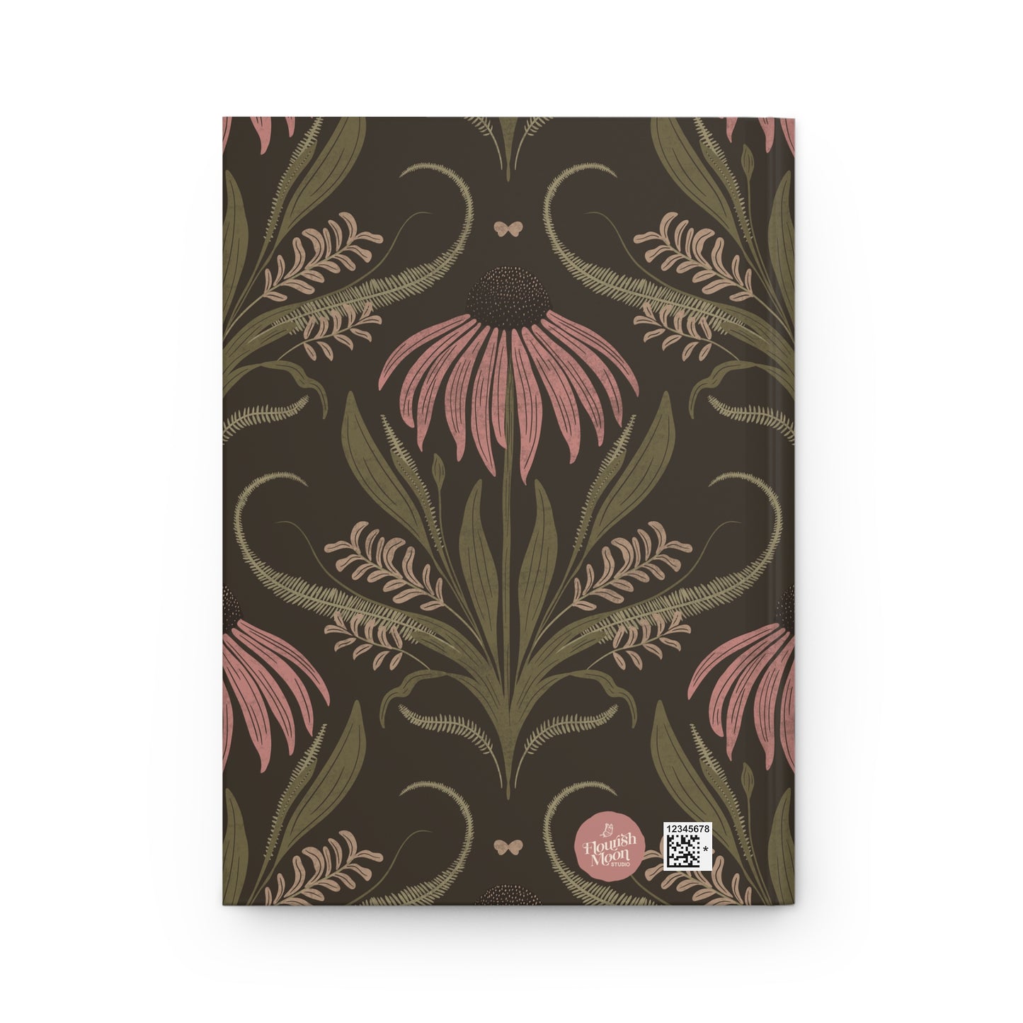 Notebook with floral design on a dark background