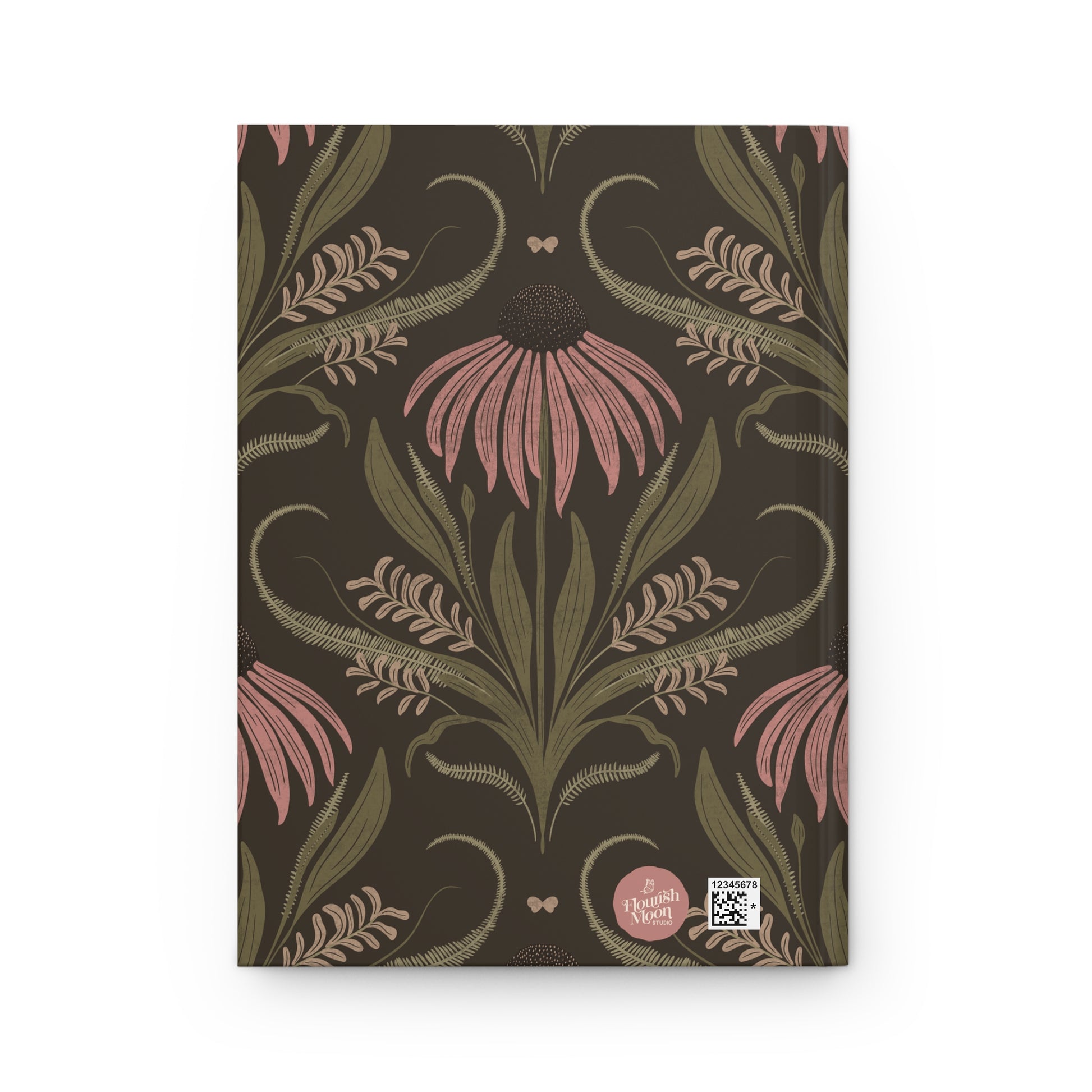 Notebook with floral design on a dark background