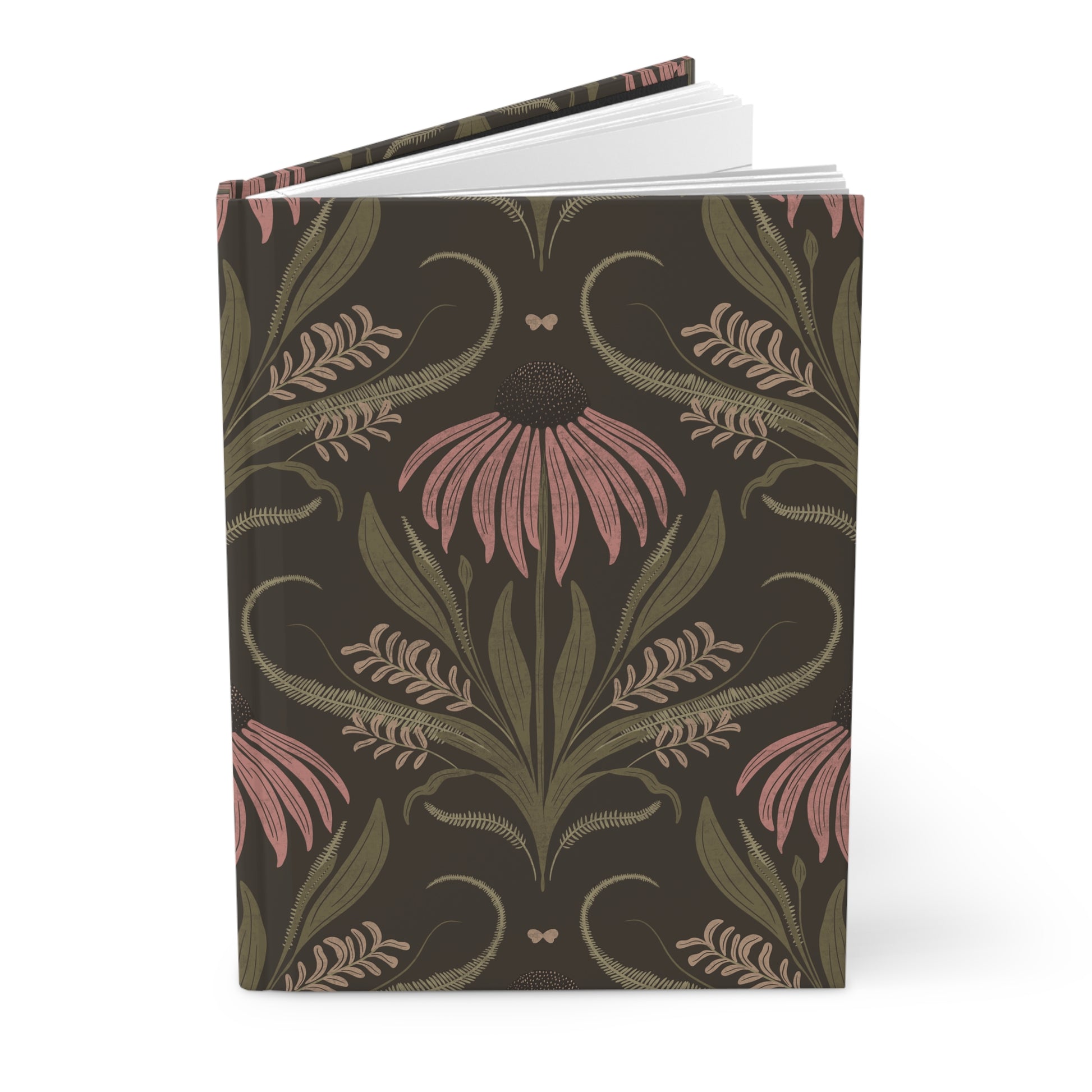 Notebook with floral pattern on a white background