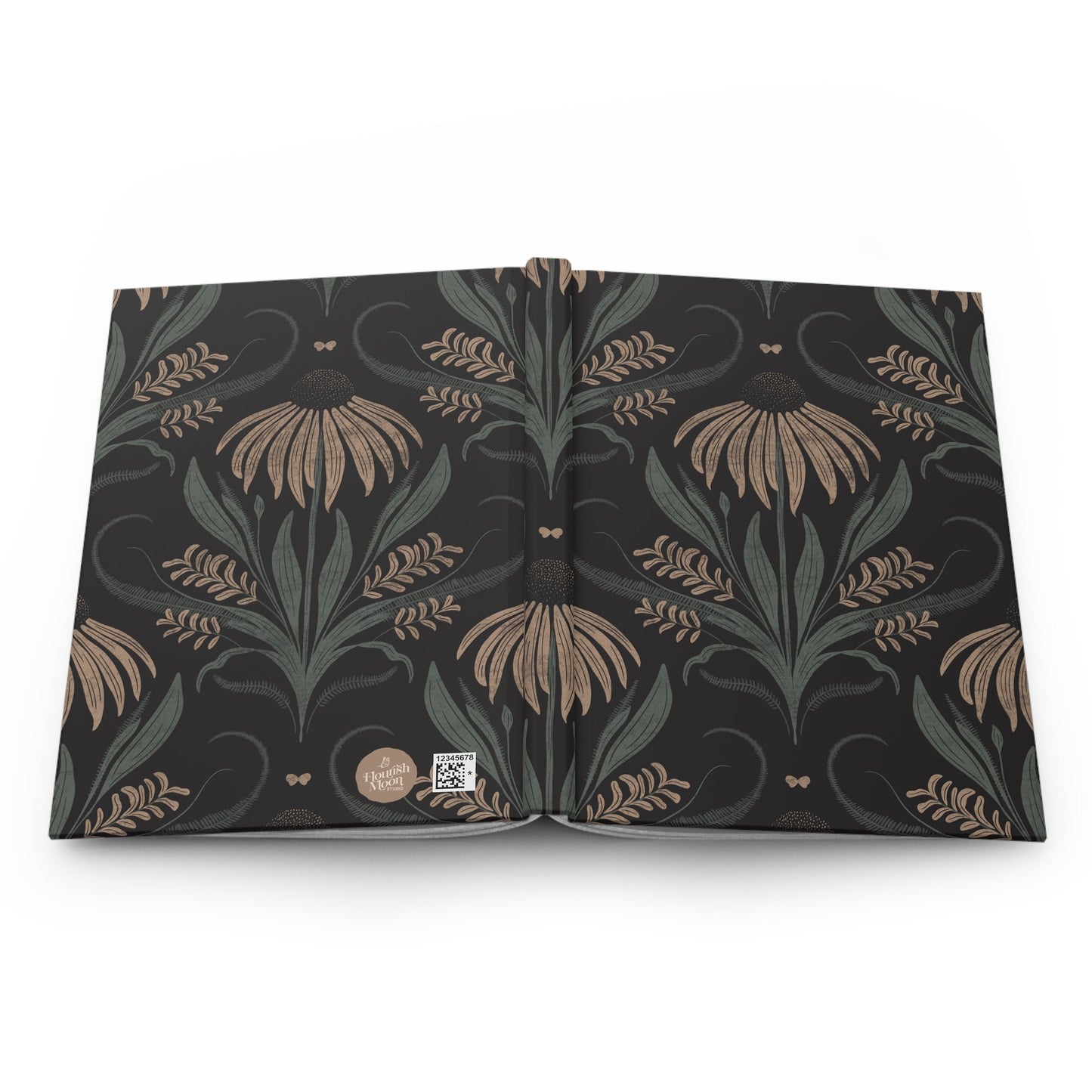Moonlit Meadow Hardcover Journal with hand - drawn artwork - Flourish Moon Studio