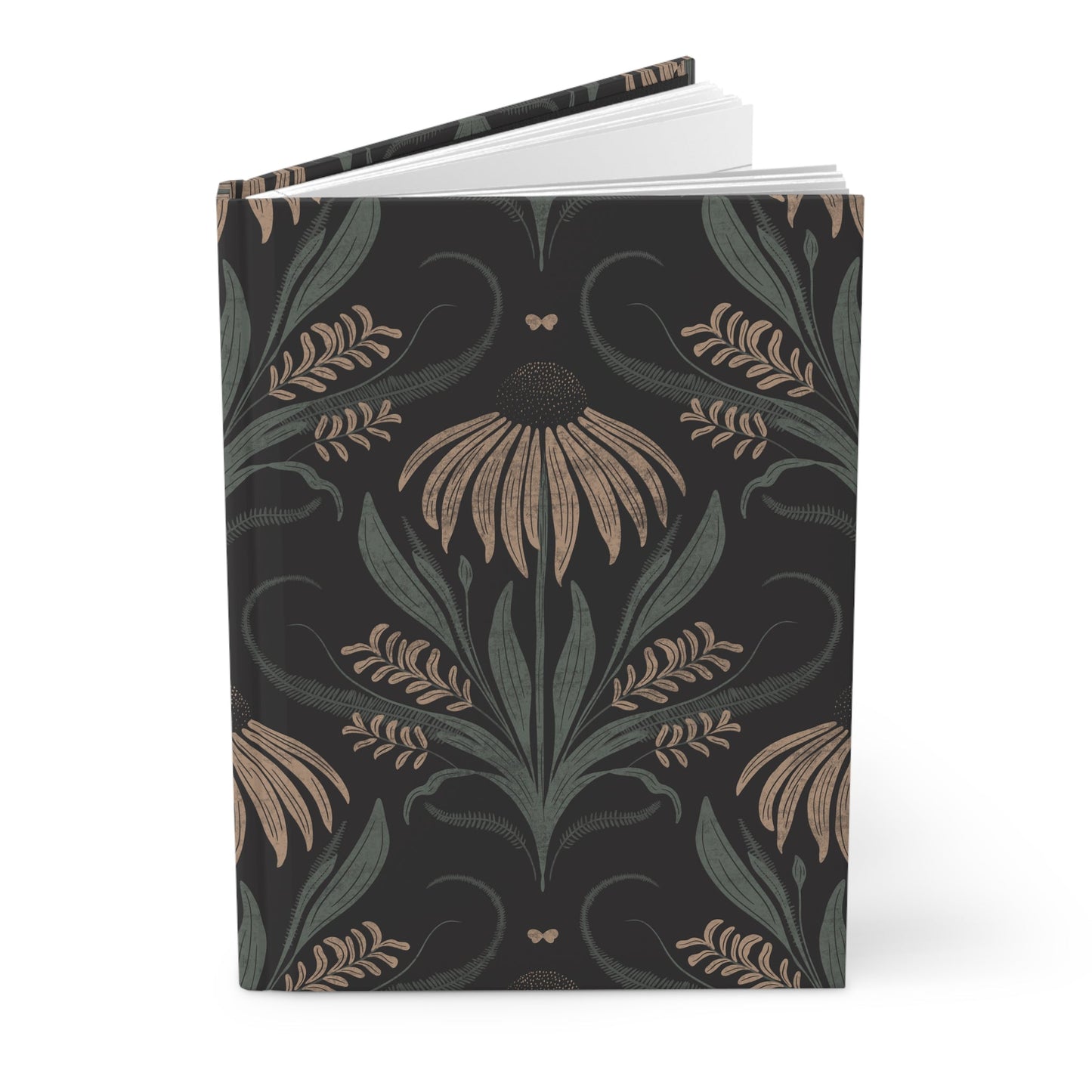 Moonlit Meadow Hardcover Journal with hand - drawn artwork - Flourish Moon Studio