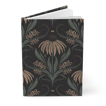 Moonlit Meadow Hardcover Journal with hand - drawn artwork - Flourish Moon Studio