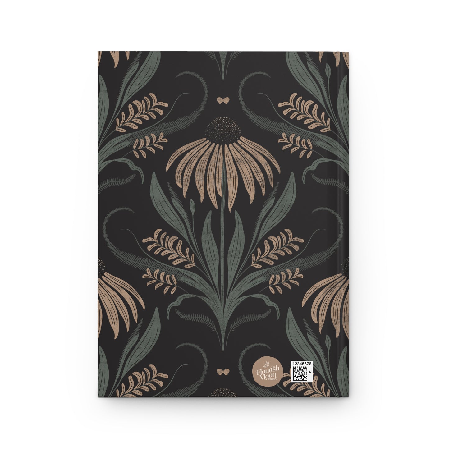 Notebook with floral pattern on a black background