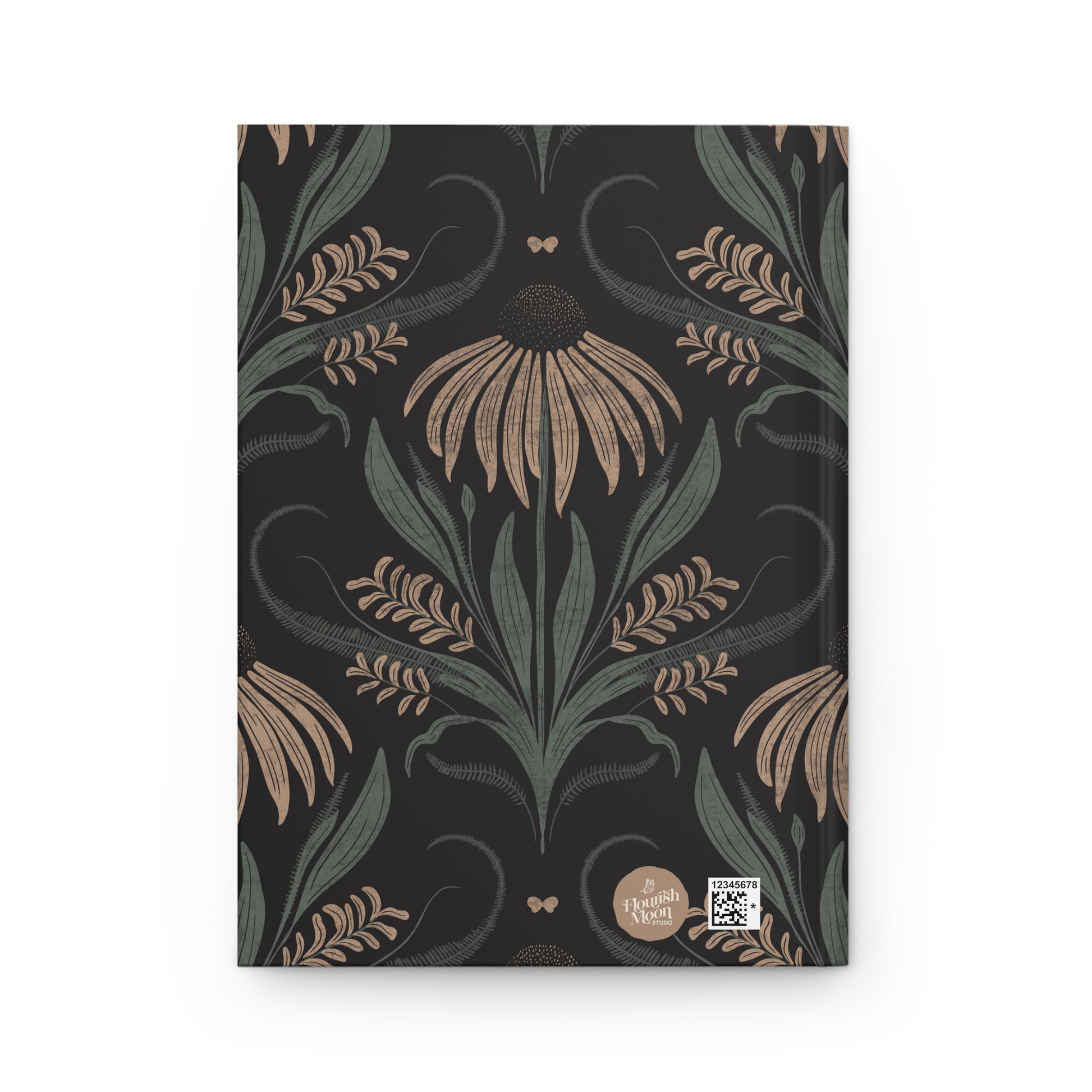 Notebook with floral pattern on a black background
