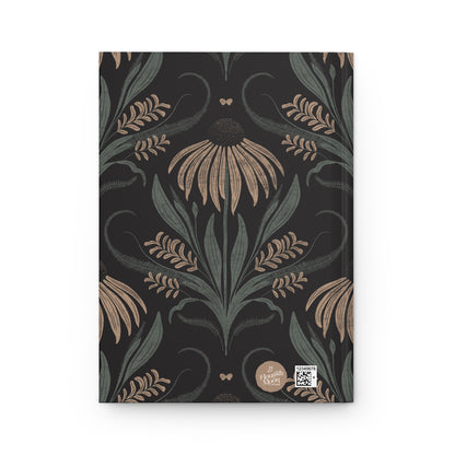 Notebook with floral pattern on a black background