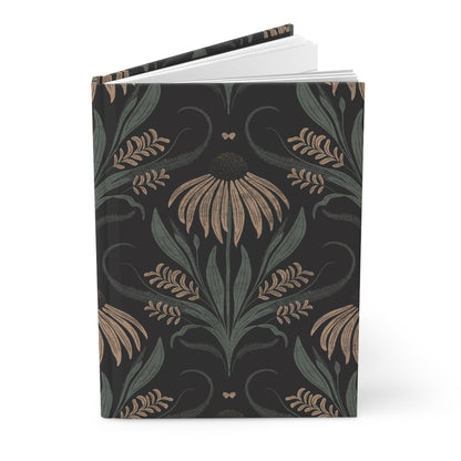 Notebook with floral pattern on a black background