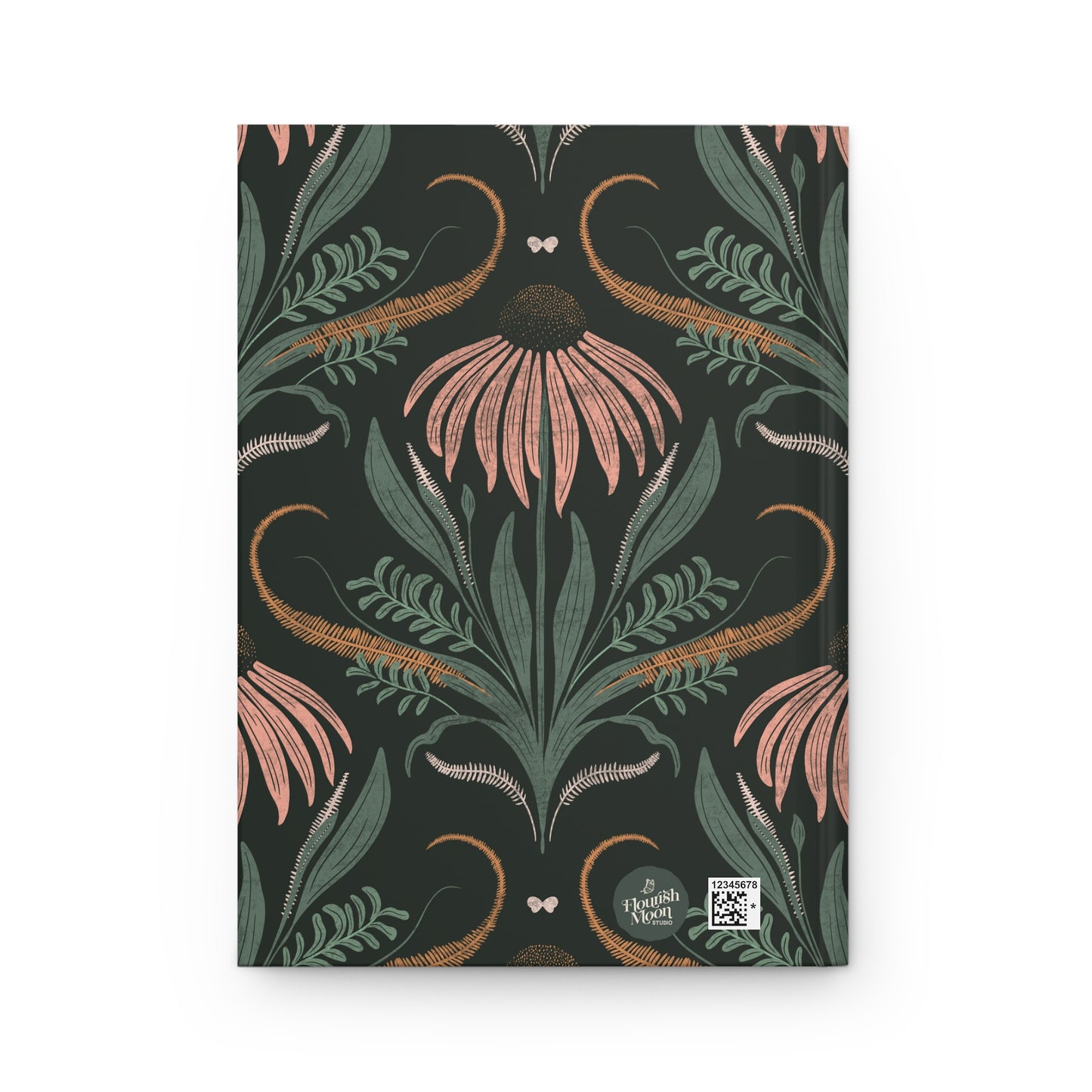 Notebook with floral design on a dark background