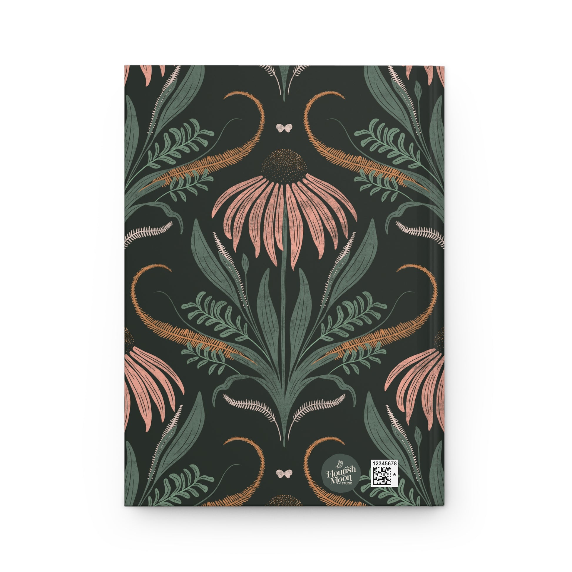 Notebook with floral design on a dark background