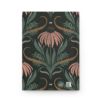 Notebook with floral design on a dark background