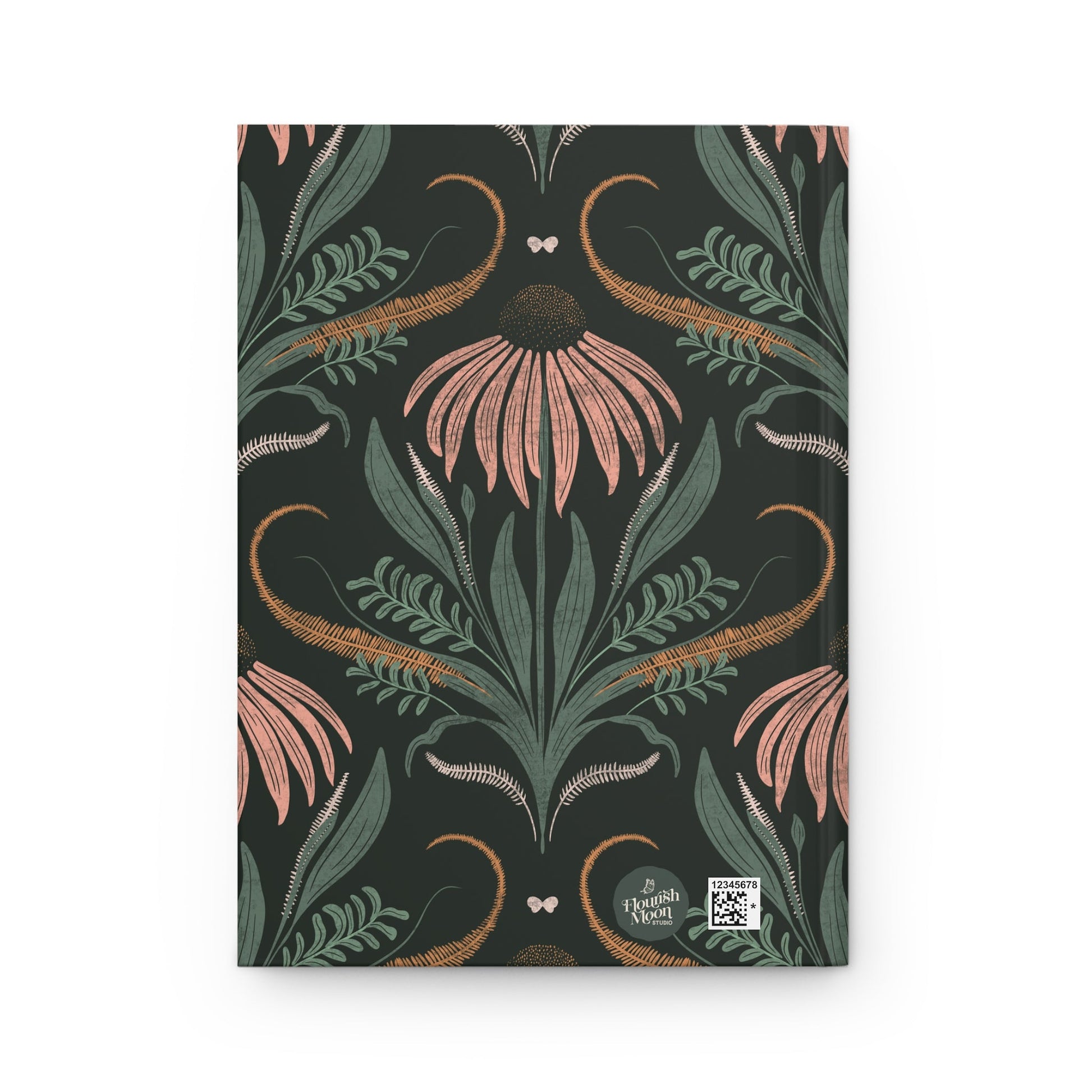 Nightbloom Garden Hardcover Journal with hand - drawn artwork - Flourish Moon Studio