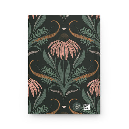 Nightbloom Garden Hardcover Journal with hand - drawn artwork - Flourish Moon Studio