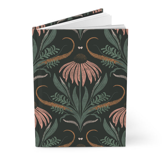 Nightbloom Garden Hardcover Journal with hand - drawn artwork - Flourish Moon Studio