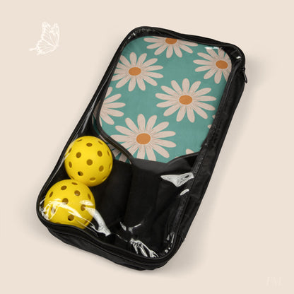 Oh Daisies Pickleball Paddles Set with hand drawn artwork - Flourish Moon Studio