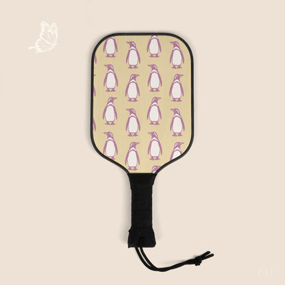 Penguin Bubblegum & Butter Pickleball Paddles Set with hand drawn artwork - Flourish Moon Studio