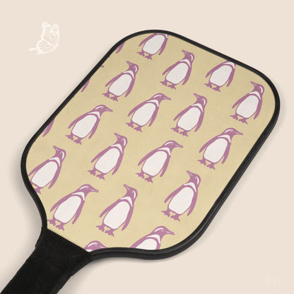 Penguin Bubblegum & Butter Pickleball Paddles Set with hand drawn artwork - Flourish Moon Studio