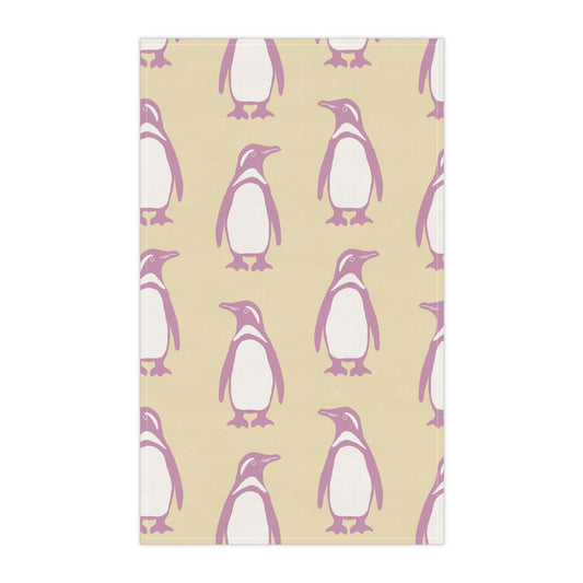 Penguin Bubblegum & Butter Tea Towels with hand - drawn artwork - Flourish Moon Studio