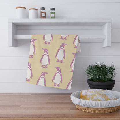 Penguin Bubblegum & Butter Tea Towels with hand - drawn artwork - Flourish Moon Studio