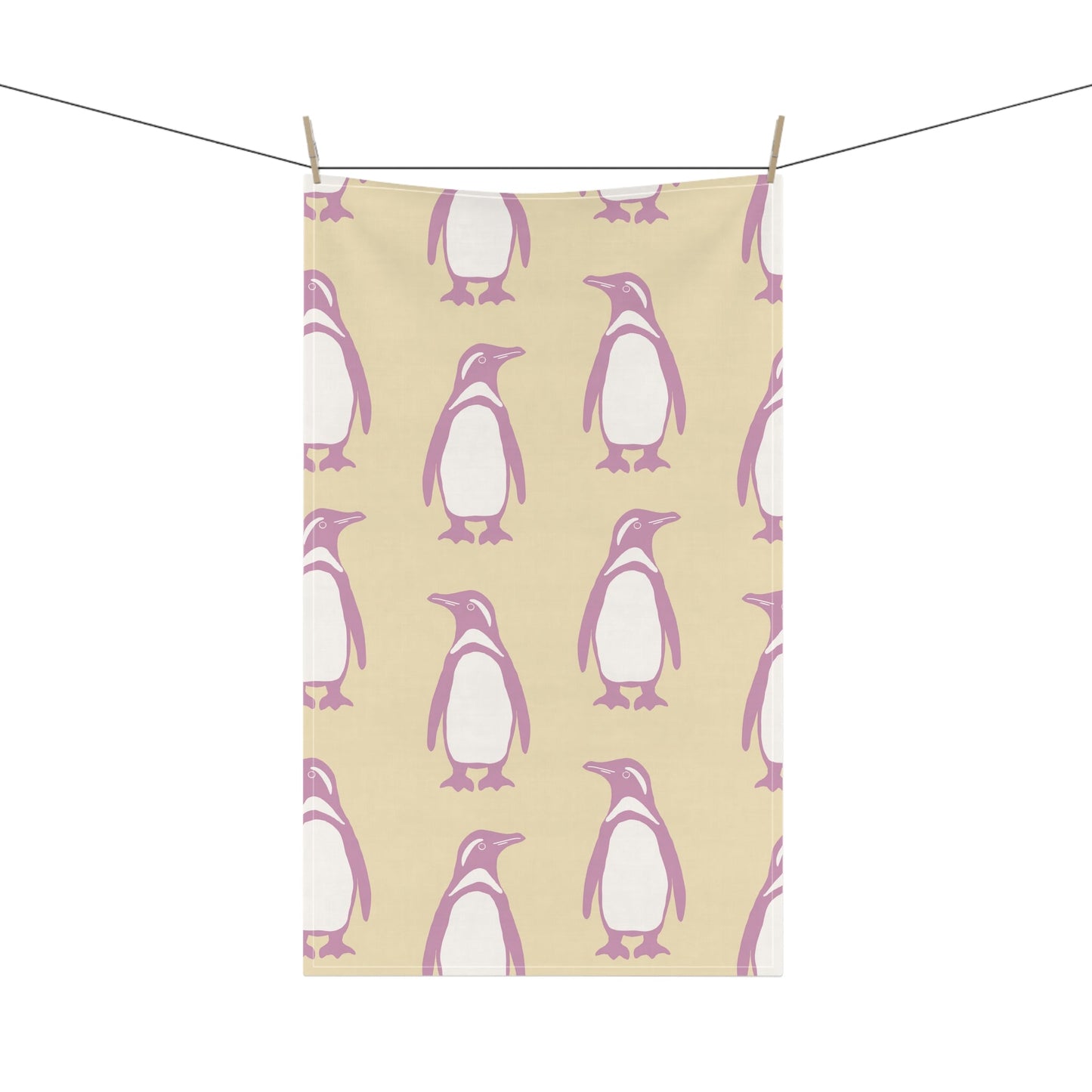 Penguin Bubblegum & Butter Tea Towels with hand - drawn artwork - Flourish Moon Studio