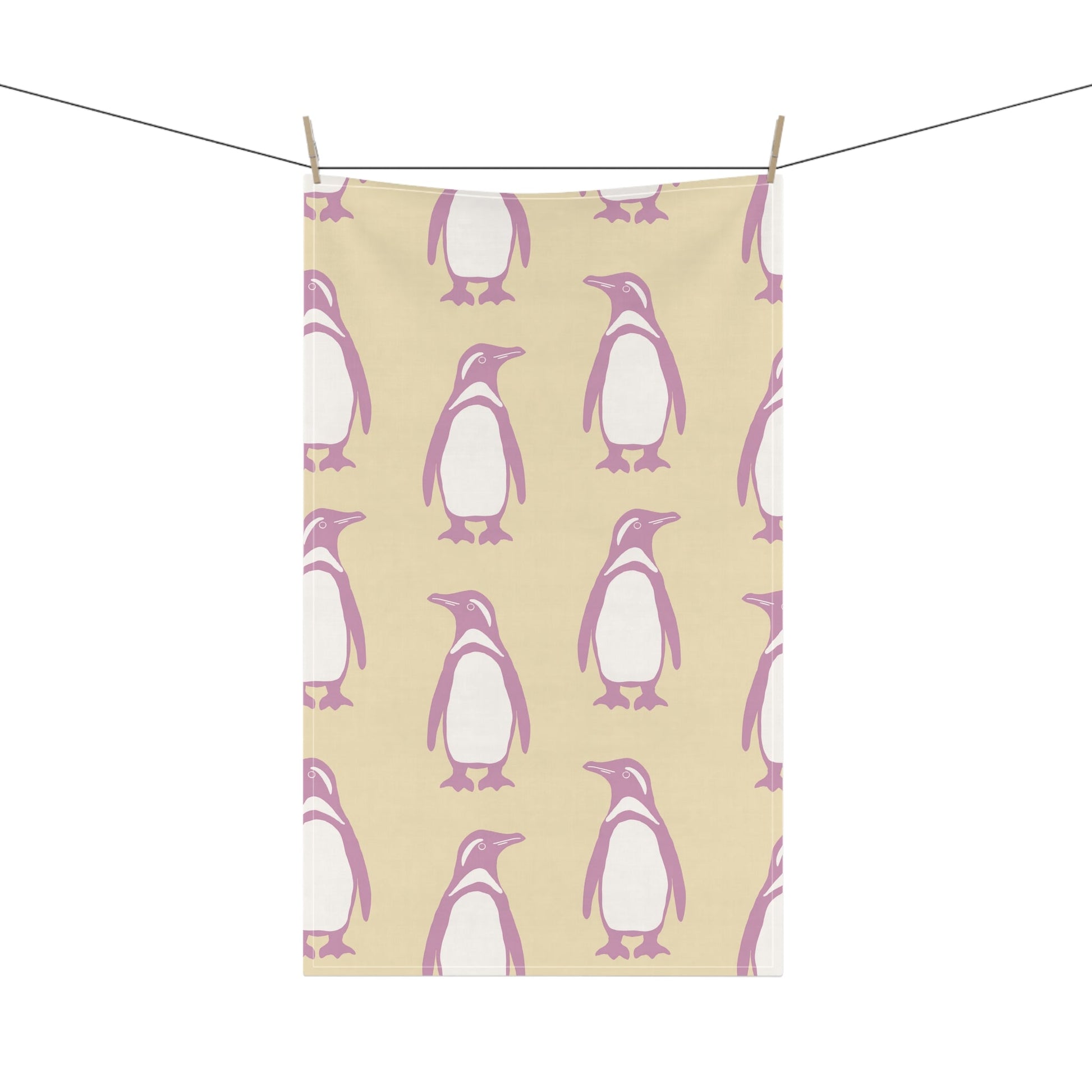 Penguin Bubblegum & Butter Tea Towels with hand - drawn artwork - Flourish Moon Studio