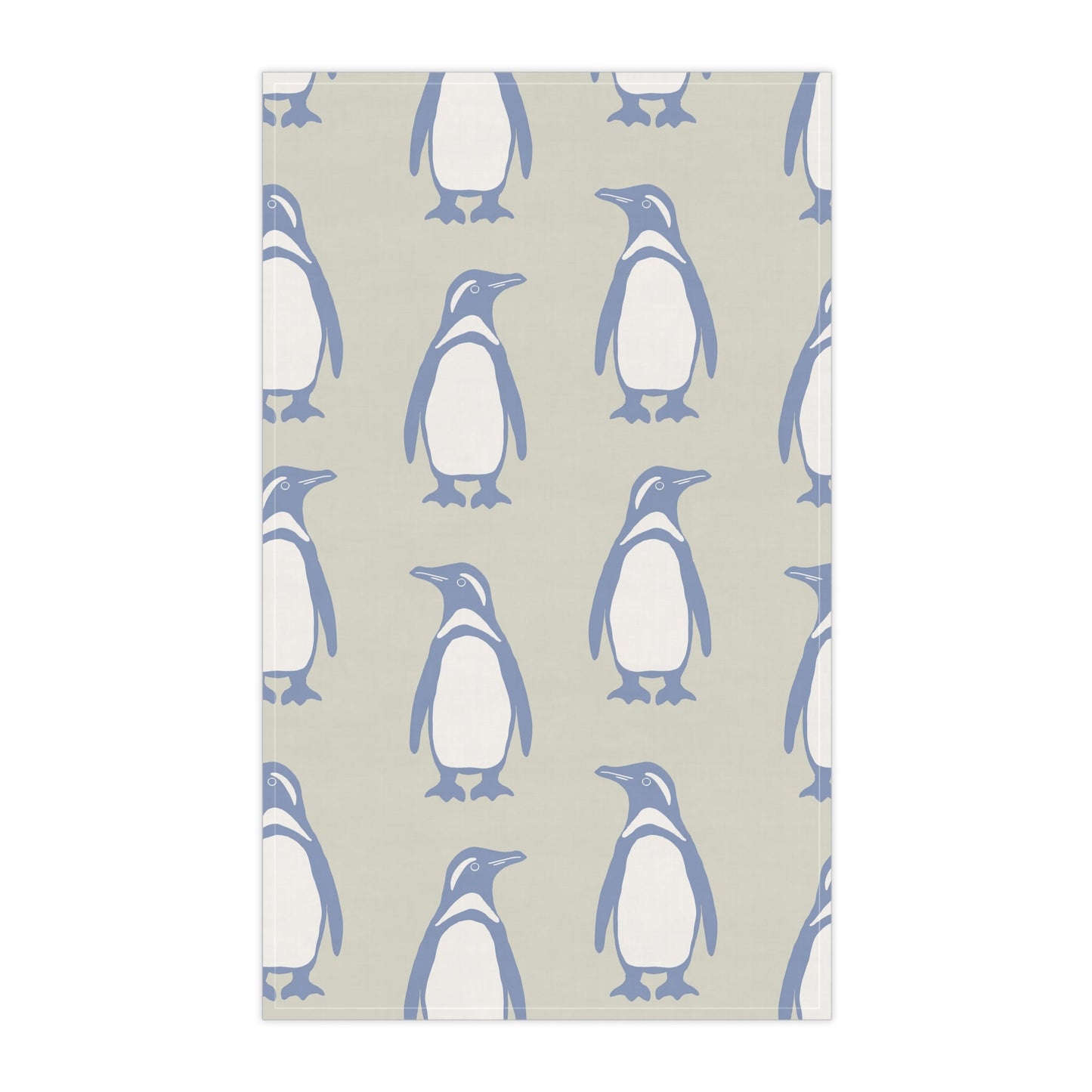 Penguin Periwinkle Tea Towels with hand - drawn artwork - Flourish Moon Studio