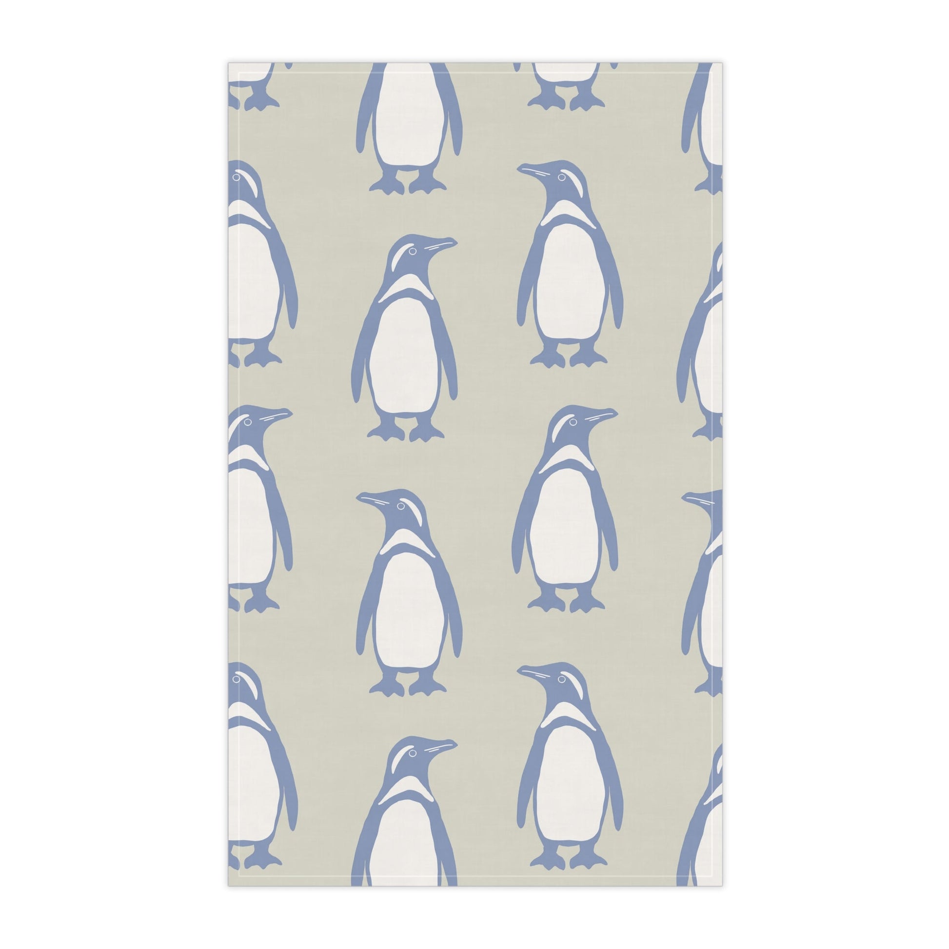Penguin Periwinkle Tea Towels with hand - drawn artwork - Flourish Moon Studio