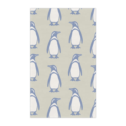 Penguin Periwinkle Tea Towels with hand - drawn artwork - Flourish Moon Studio