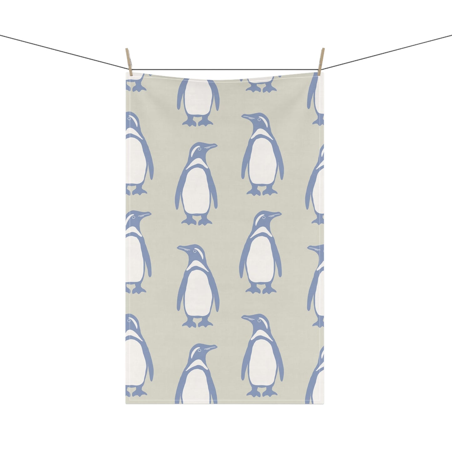 Penguin Periwinkle Tea Towels with hand - drawn artwork - Flourish Moon Studio