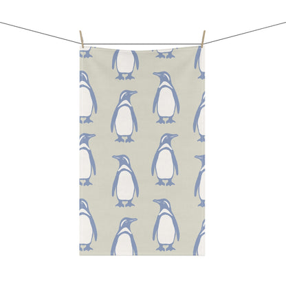 Penguin Periwinkle Tea Towels with hand - drawn artwork - Flourish Moon Studio
