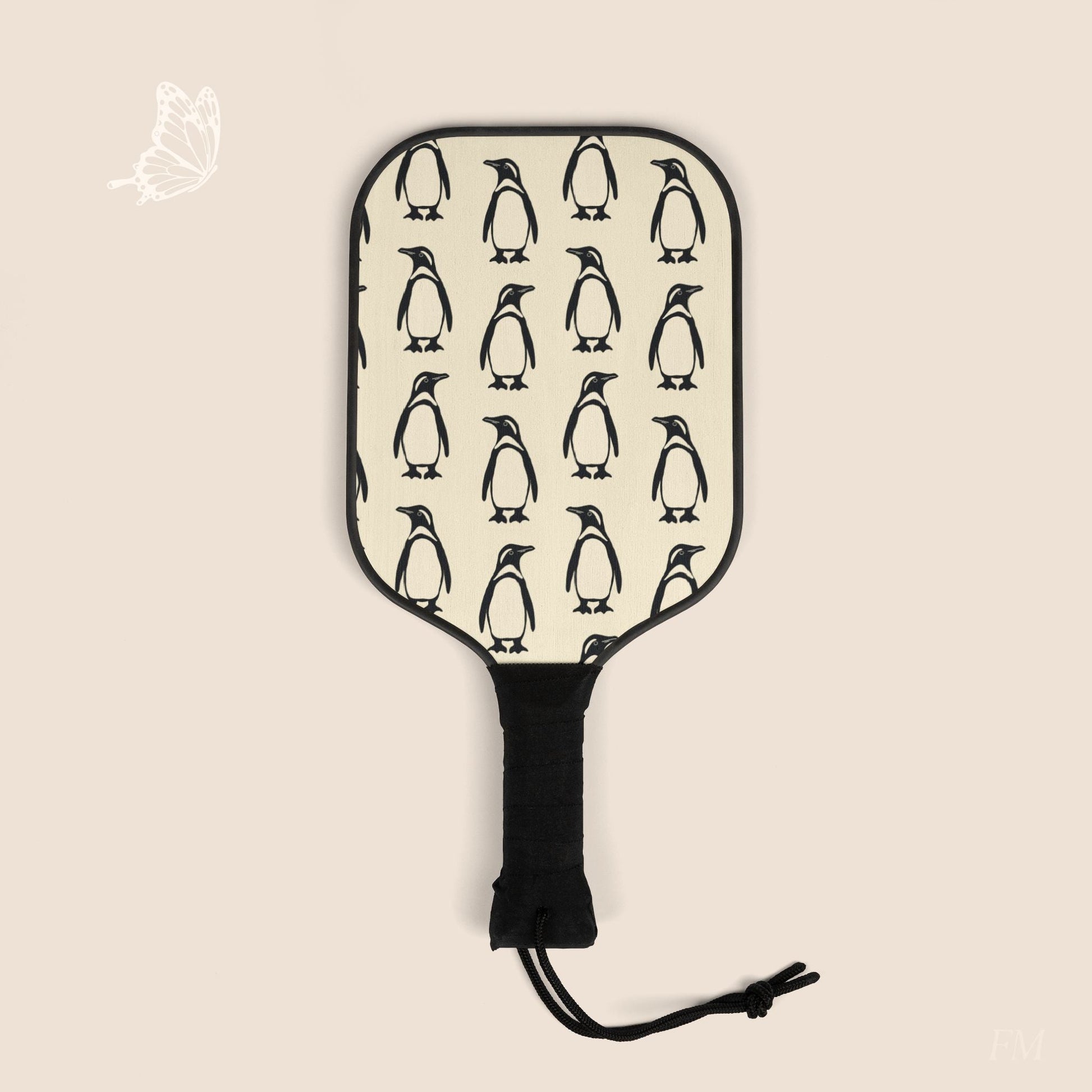 Penguin Pickleball Paddles Set with hand drawn artwork - Flourish Moon Studio