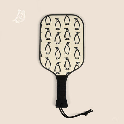Penguin Pickleball Paddles Set with hand drawn artwork - Flourish Moon Studio