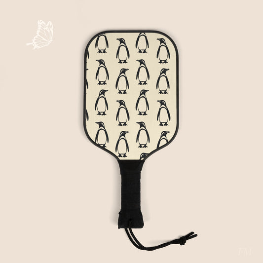 Penguin Pickleball Paddles Set with hand drawn artwork - Flourish Moon Studio