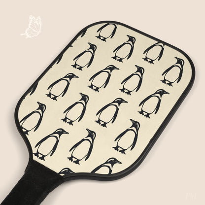 Penguin Pickleball Paddles Set with hand drawn artwork - Flourish Moon Studio