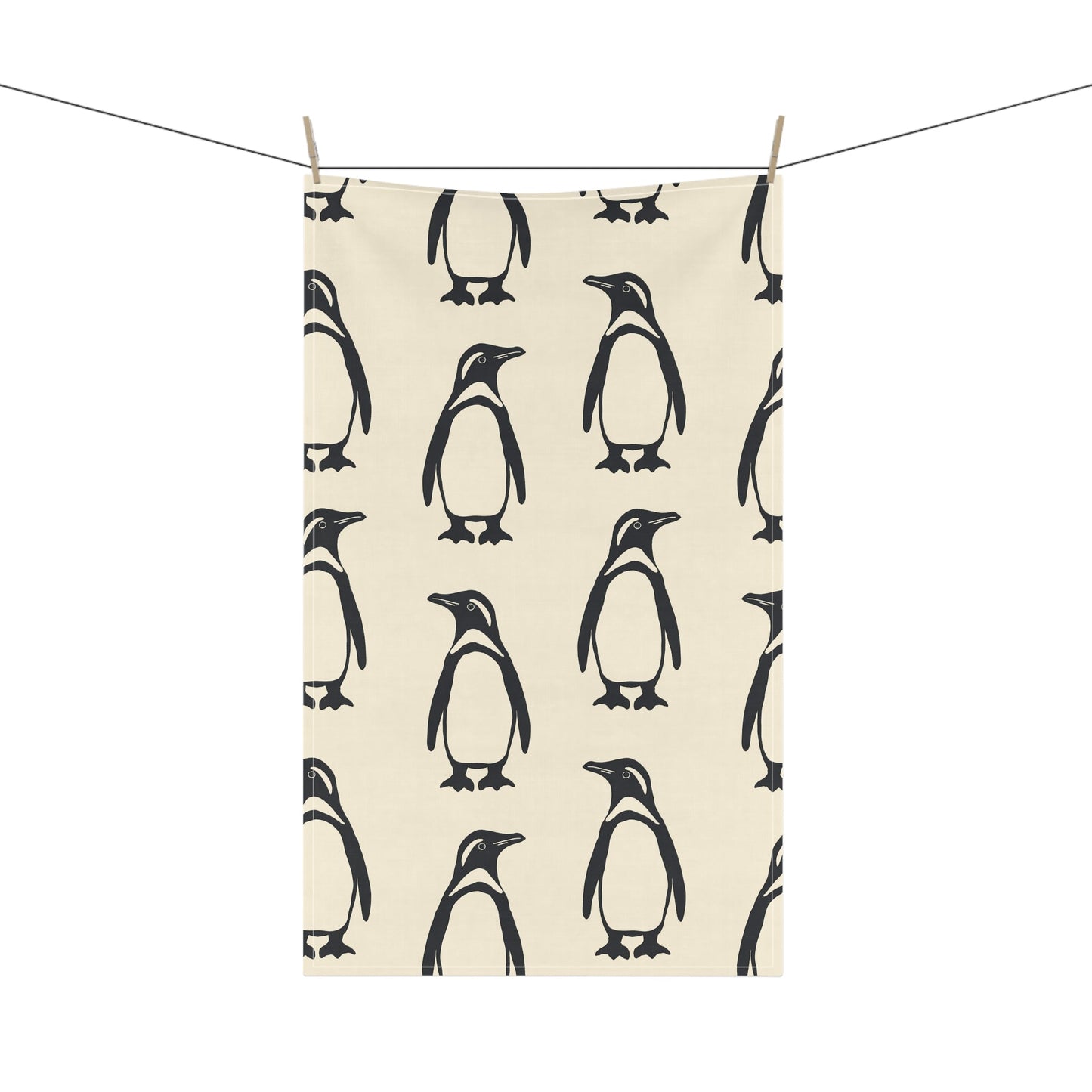 Penguin Tea Towel with hand - drawn artwork - Flourish Moon Studio