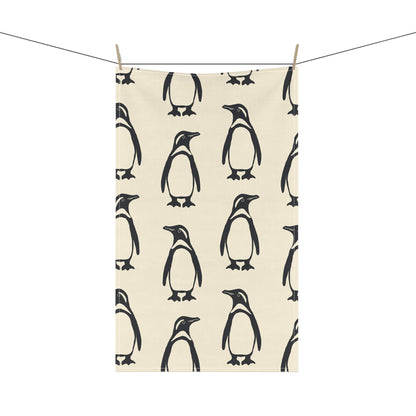 Penguin Tea Towel with hand - drawn artwork - Flourish Moon Studio