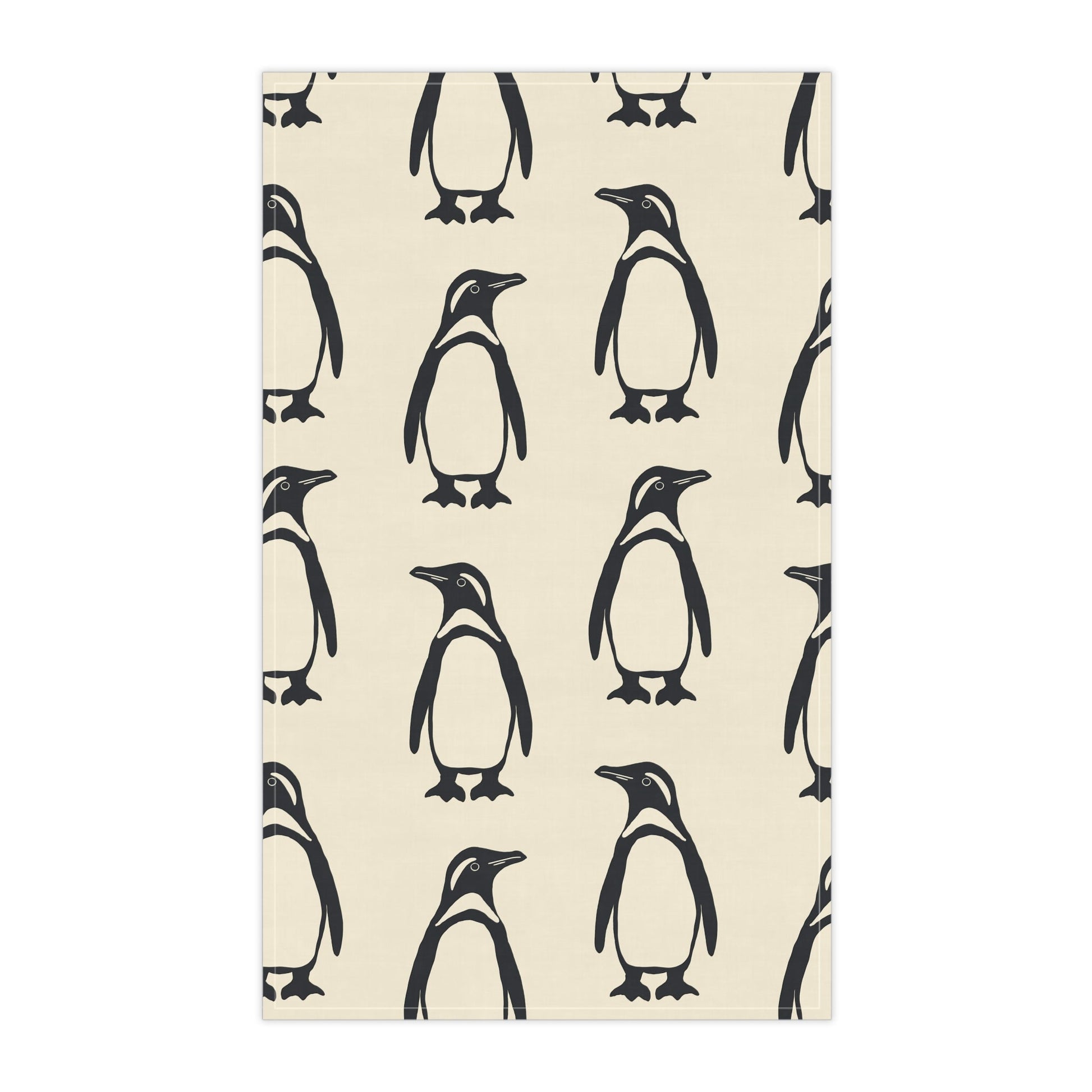 Penguin Tea Towel with hand - drawn artwork - Flourish Moon Studio