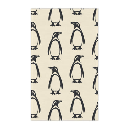 Penguin Tea Towel with hand - drawn artwork - Flourish Moon Studio