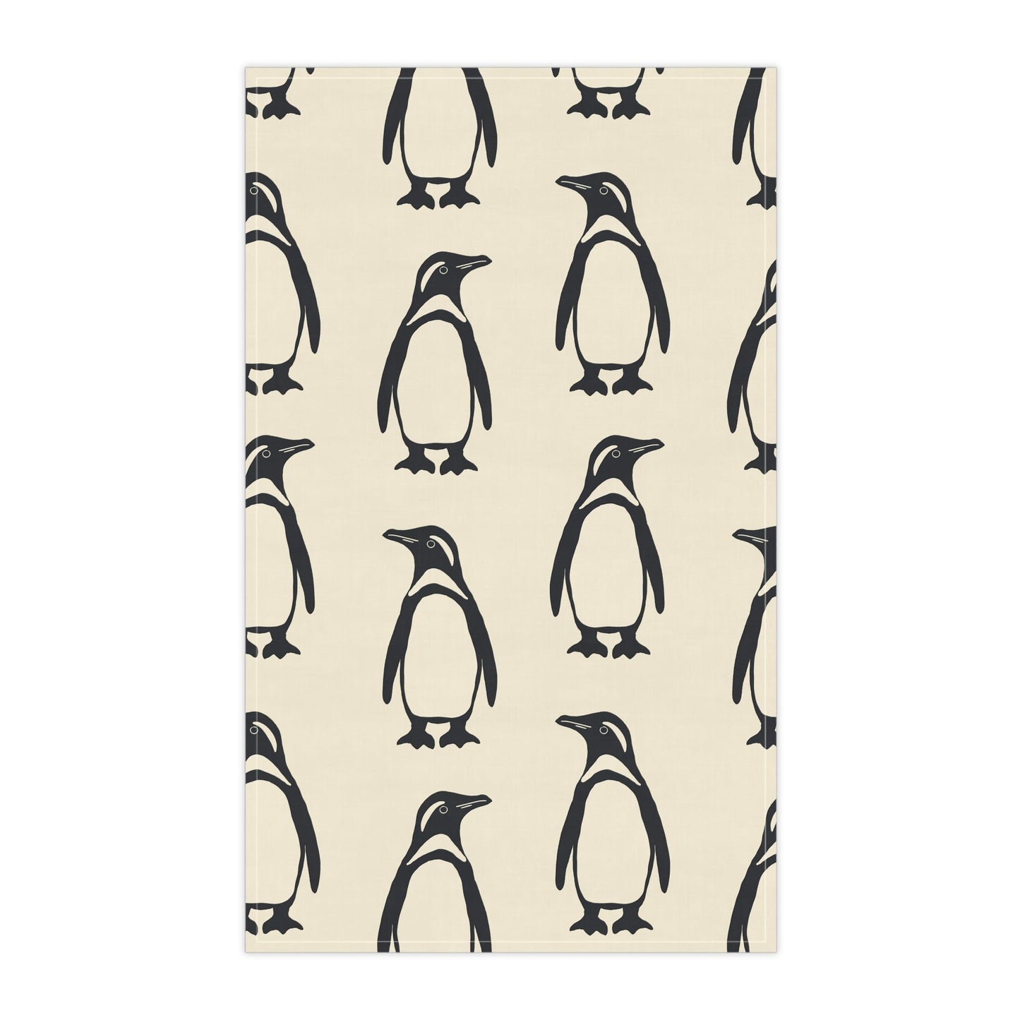 Penguin Tea Towel with hand - drawn artwork - Flourish Moon Studio