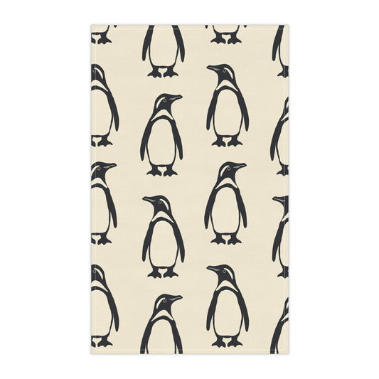 Penguin Tea Towel with hand - drawn artwork - Flourish Moon Studio