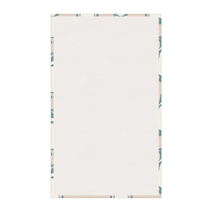 Penguin Teal & Peach Tea Towels with hand - drawn artwork - Flourish Moon Studio
