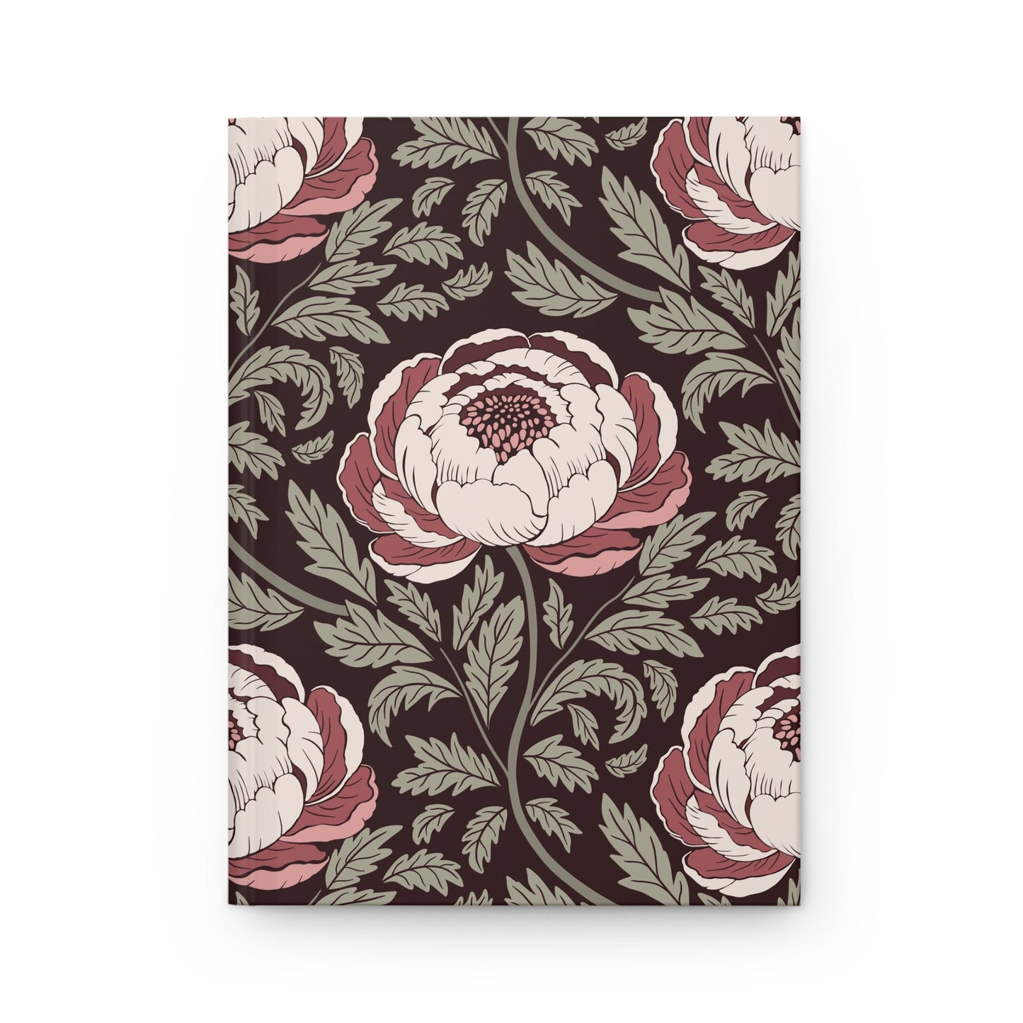 Peony Sway Hardcover Journal with hand - drawn artwork - Flourish Moon Studio