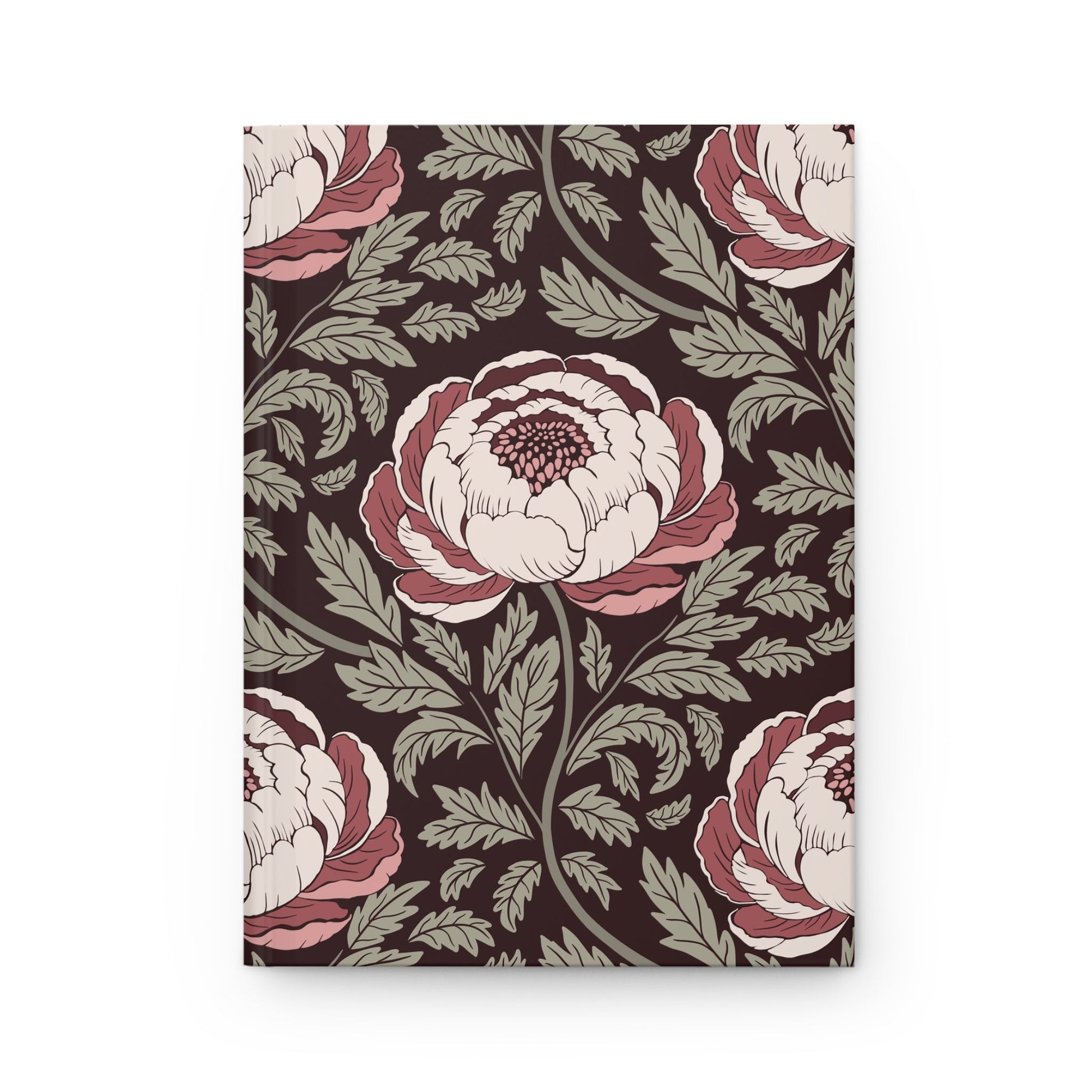 Peony Sway Hardcover Journal with hand - drawn artwork - Flourish Moon Studio