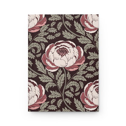 Peony Sway Hardcover Journal with hand - drawn artwork - Flourish Moon Studio